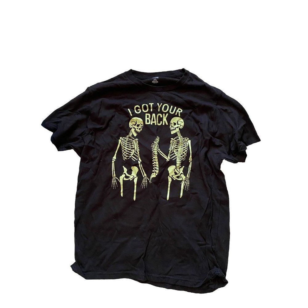 Celebrate Halloween T-shirt T-shirt I Got Your Back Womens Mens Large Skeletons